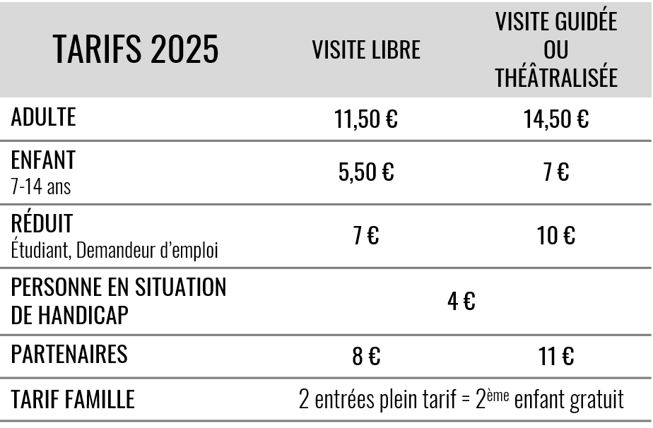 Tarifs de visite château de Josselin 2025